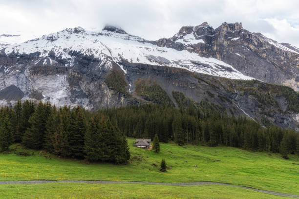 Various Bernese Alps mountain views along Oeschinensee lake hiking path. Taken in Kanderstag, Switzerland