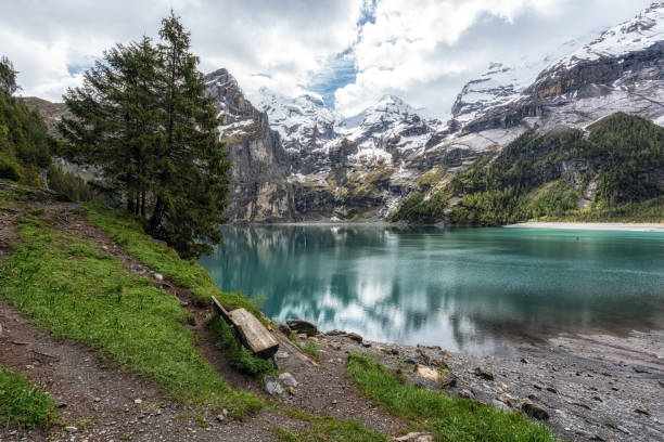 istock Oeschinensee Lake Bench 2158992227