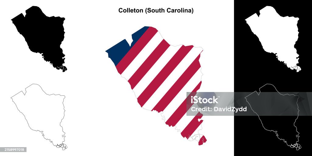 Colleton Colleton County Outline Map Set Stock Illustration - Download Image Now ...