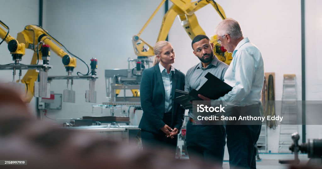 Manufacturing Teamwork Robotics Staff And Engineer Collaboration With Industrial Teamwork And ...