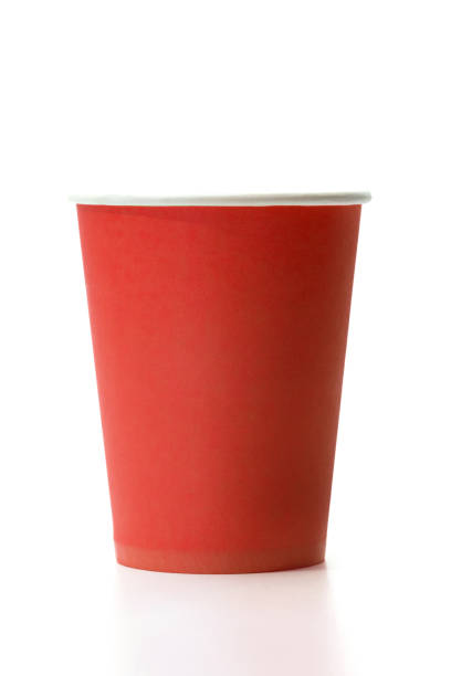 istock Red paper cup isolated on white background, close-up 2159004196