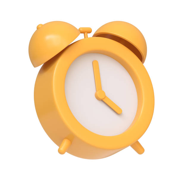 istock Classic yellow alarm clock isolated on a white background, representing time management and punctuality 2159013274