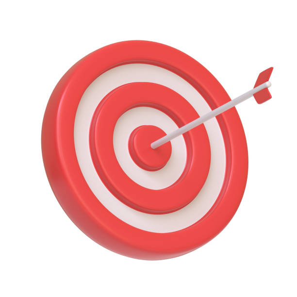istock Red and white target with an arrow hitting the bullseye, symbolizing precision, goal achievement, and success isolated on white background 2159013284