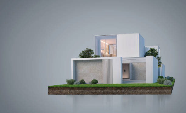 istock Modern white house on ground for real estate concept.3d rendering 2159013838