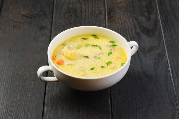 istock Bowl with hake soup with cream and carrot 2159019233