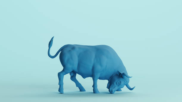istock Blue bull strong bullish large wild big soft tones pale background 2159019879
