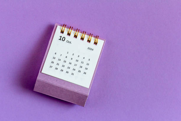 istock Hello, October. Desk calendar for planning for October 2024. 2159021716