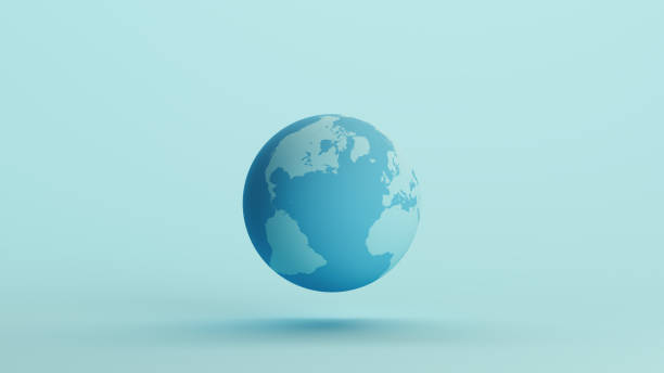 istock Blue globe earth atlantic oceans geography pale background 2159021786