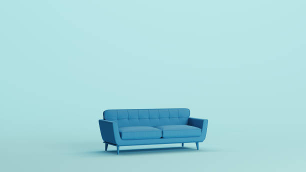 istock Blue sofa couch furniture home decor soft tones pale background 2159023332