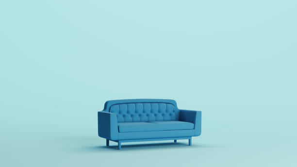 istock Blue sofa couch furniture home decor soft tones pale background 2159023343