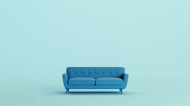 istock Blue sofa couch furniture home decor soft tones pale background 2159023344