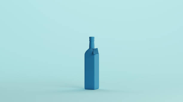 istock Blue square bottle label container olive oil bottle soft tones pale background 2159023347