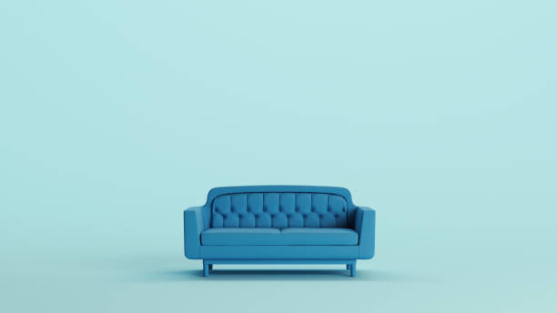 istock Blue sofa couch furniture home decor soft tones pale background 2159023382