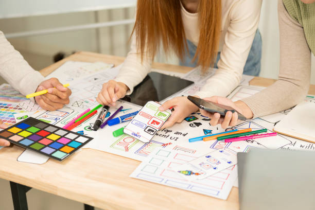 istock A team of UI/UX web designers is working together to develop a mobile responsive website with preview. Website development concepts UI UX 2159025970