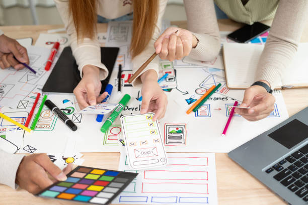istock A team of UI/UX web designers is working together to develop a mobile responsive website with preview. Website development concepts UI UX 2159025978