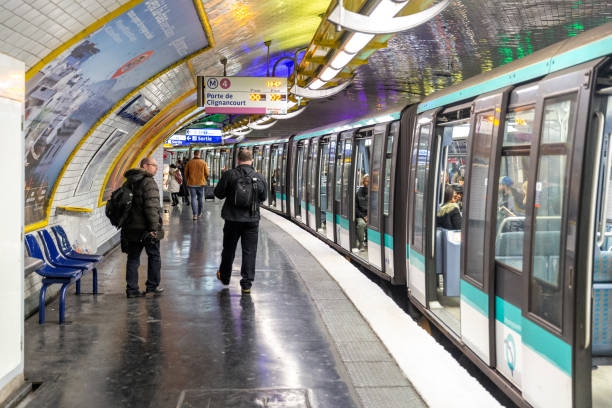 The Berliner railway U-Bahn in motion at sunset. Germany.