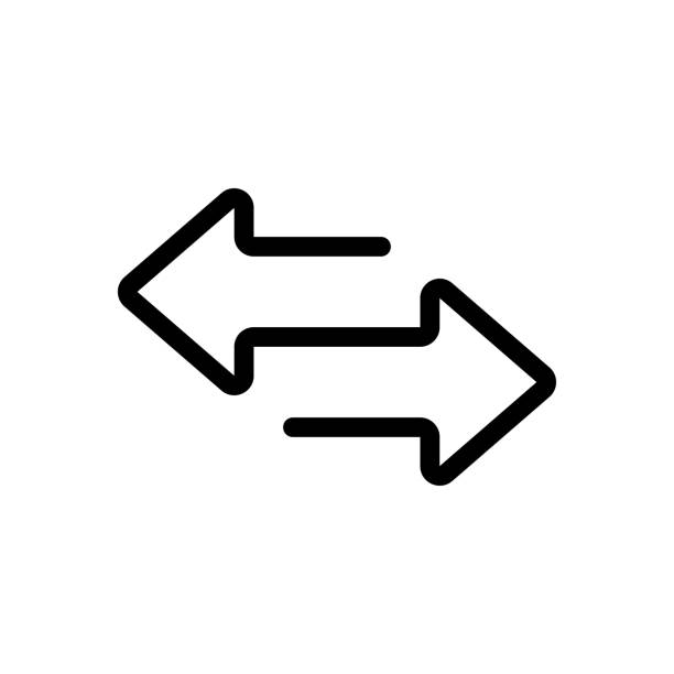 Switch icon. Sync arrows symbol. Exchange vector illustration. Transfer pictogram. Transaction sign. Swap outline icon. Deal and trade symbol. Reverse sign isolated. Two directions arrows.