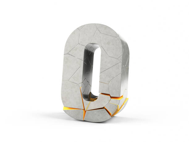 istock Stone font, letters made of broken stone blocks falling on isolated white background 3d rendering, number 0, Clipping Path (Object + Shadow) 2159040095