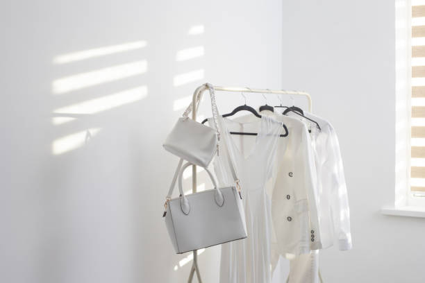 colorful women bag display on white background
