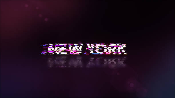 istock 3D rendering New York text with screen effects of technological glitches 2159043264