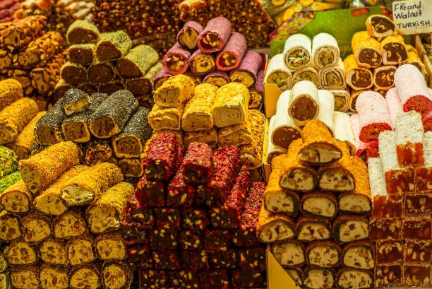 istock Typical Turkish Delights in the Egyptian Bazaar in Istanbul 2159044423