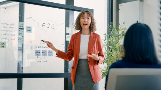 istock Team Discussing ESG Strategies in a Modern Office 2159049017