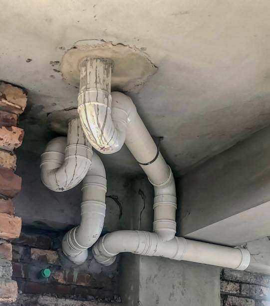 istock Sanitary P-trap s-trap pipes attached to ceiling 2159051144