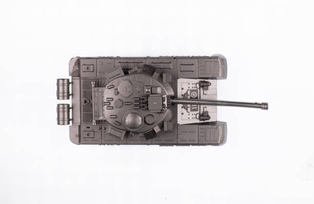 toy military tank isolated on white background