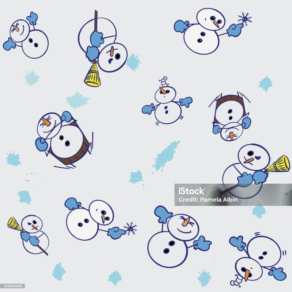 Repeat Pattern Snowman Seamless Repeat Pattern Merry Snowmen With Bright Carrot Noses And ...