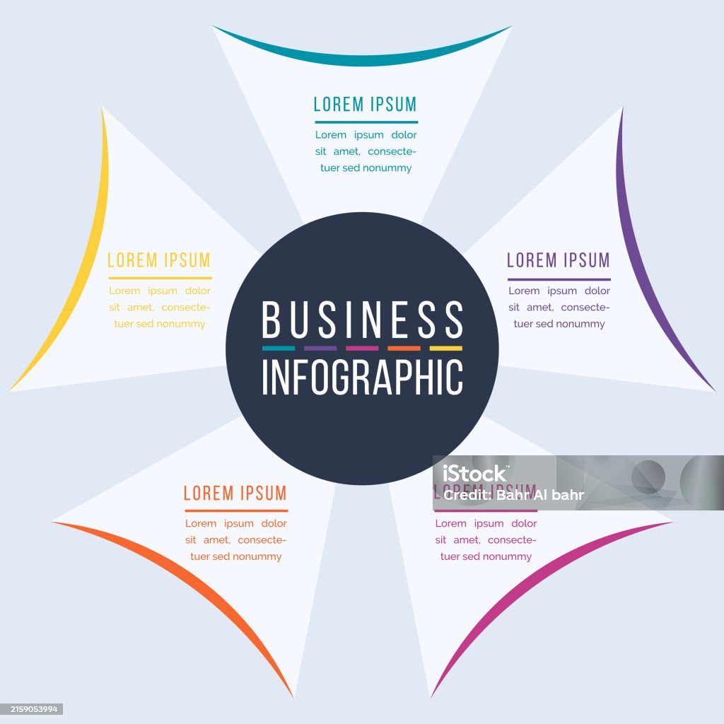 Infographic Design 5 Steps Objects Elements Or Options Circle ...