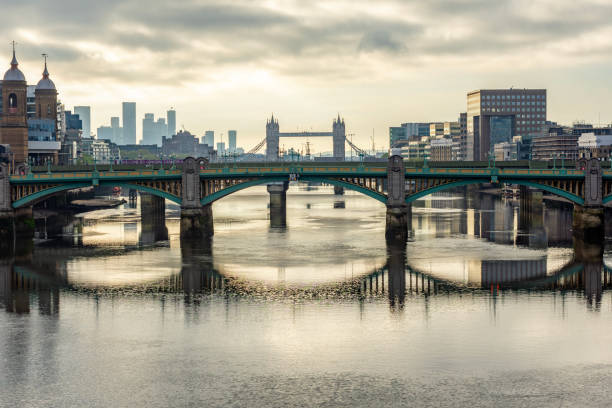 istock Bridges over Thames river at sunrise, London, UK 2159060523