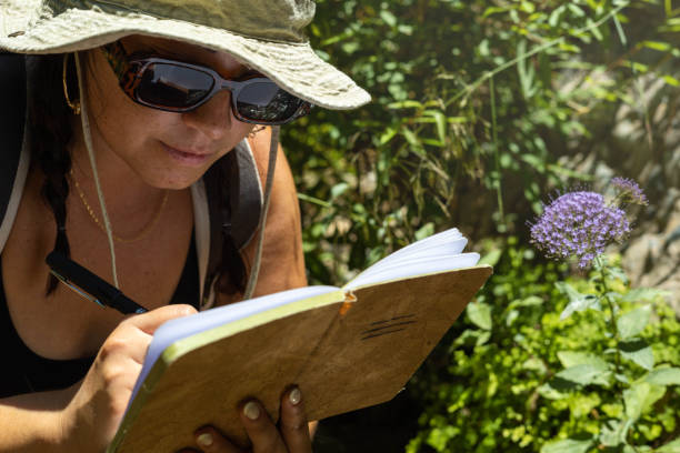 istock Woman Writing in Notebook During a Hike 2159062092