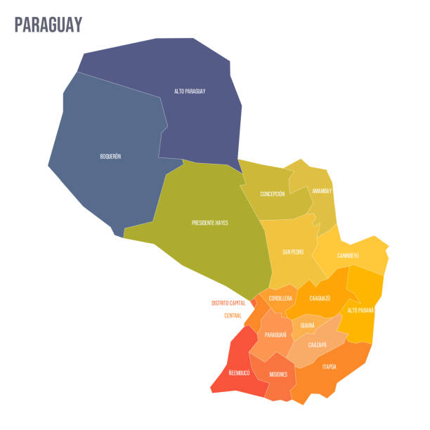 Paraguay Political Map Of Administrative Divisions Stock Illustration Paraguay Political Map Of Administrative Divisions 