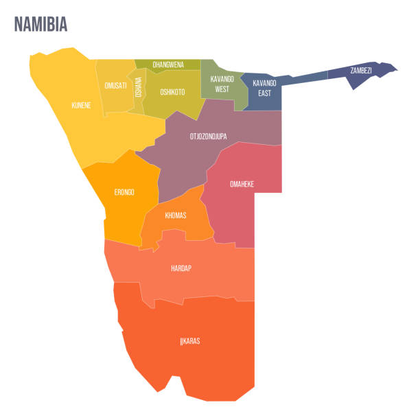 Namibia Political Map Of Divisions Stock Namibia Political Map Of Divisions 