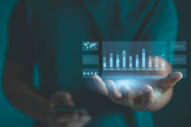 istock Business graph financial report technology. Businessman or Analytics and Data Management System on virtual screen. Money budget accounting plan concept. Computer strategy finance marketing sales. 2159070340