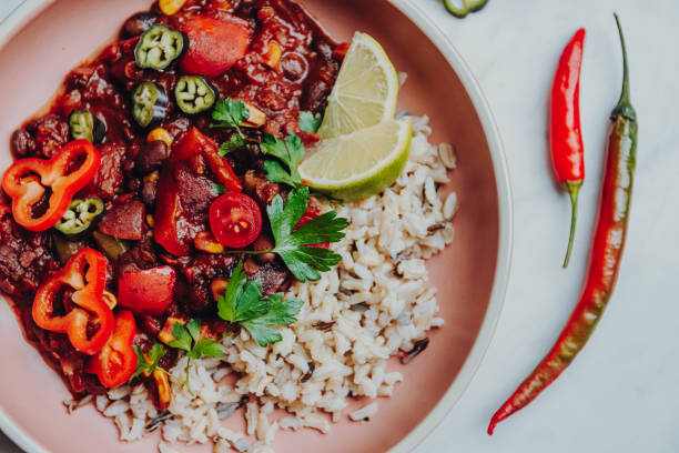 istock Vegan Chili Sin Carne with Rice 2159073017