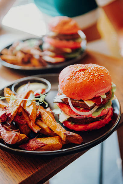 istock Vegan Beetroot Burger with Hand-Cut fries and Mayo 2159073454