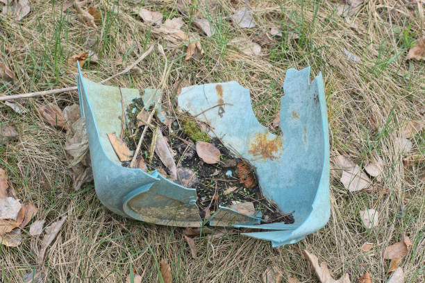 istock garbage from pieces of old dirty blue broken plastic bucket 2159073708
