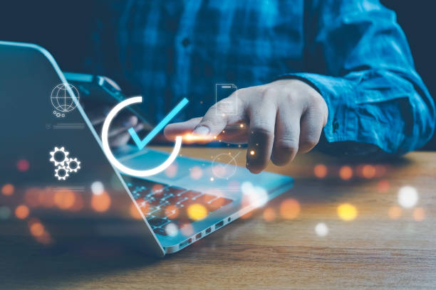 istock ISO standards quality control, assurance and warranty business technology concept. Touching on screen with ISO and globe icons on smart background. ISO Standard certification. Modern ISO banner. 2159075808