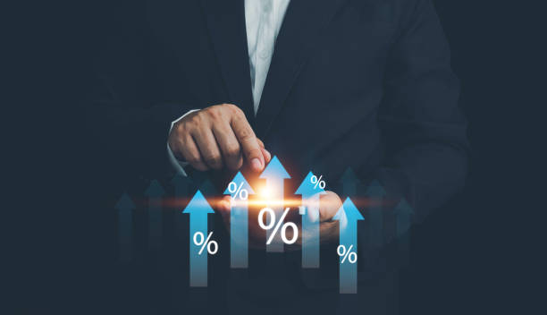 istock Business objective, Strategic planning for business growth and target customer group.Businessman touch target icon with up arrow on virtual screen. Targeting business concept. 2159075846