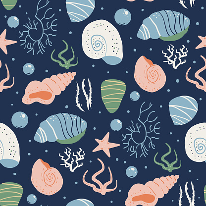 Barnicle's Pattern Barnacles Seamless Pattern Shells Endless Background Underwater World ...
