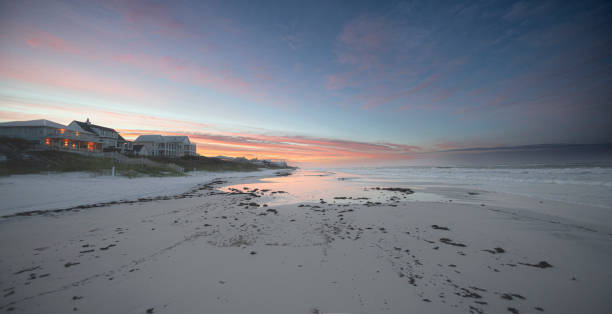 istock Wide angle colorful sunrise at the beach 2159083376
