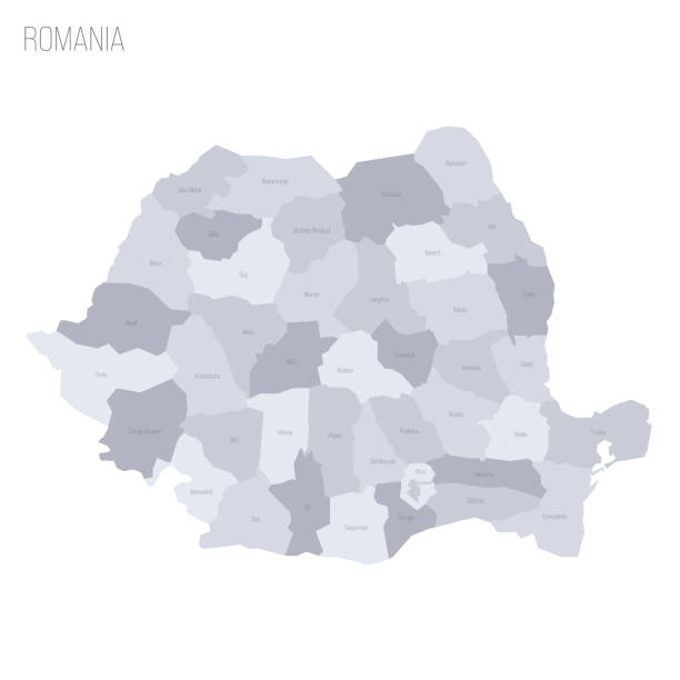 Romania Political Map Of Divisions Stock Romania Political Map Of Divisions 