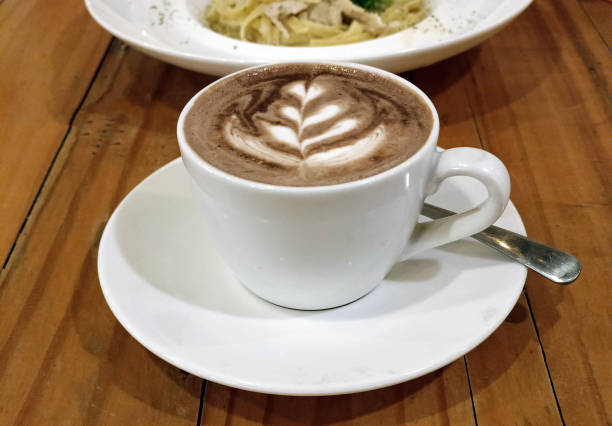 a cup of hot chocolate on a wooden table