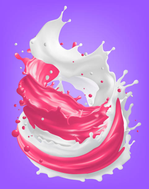 istock Strawberry milk Isolated and Red juice mixed with fresh milk with swirl splash on background. Sweet ice cream confectionery dessert, Gradient Mesh 2159090781