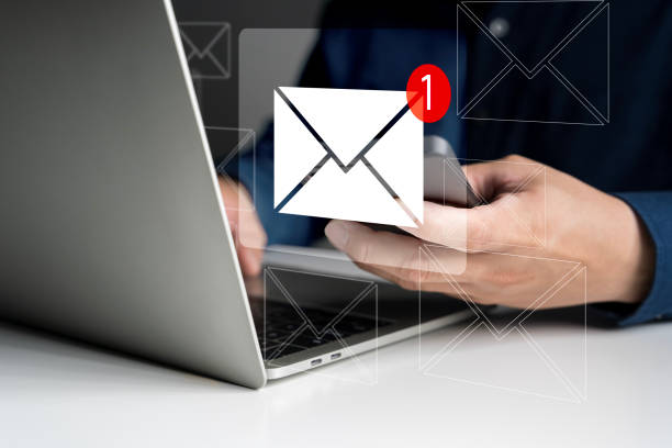 istock Hand of businessman using smartphone for email with notification alert. 2159093121