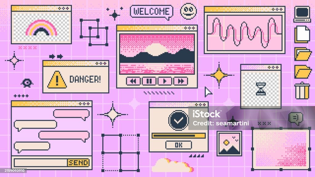 2000 Style Computer Window Retro Y2k Computer Pc Window Page Screen Interface Stock Illustration ...