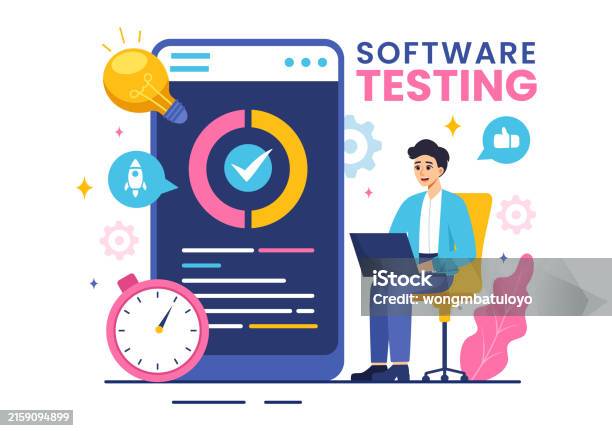 Software Testing Vector Illustration Featuring Application Engineering ...
