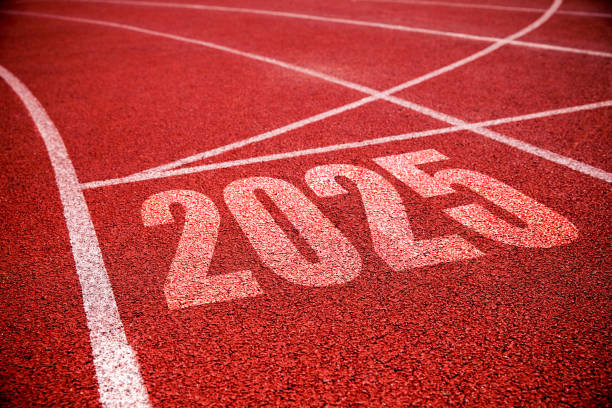 istock Running track with New year 2025 background 2159096276