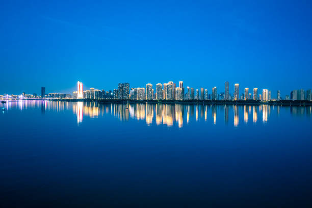 istock Modern city skyline night scene 2159109466